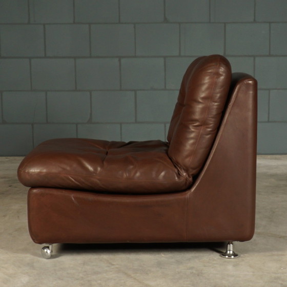 Image 1 of Set Of 3 Vintage Leather Modular Armchairs - 1960s