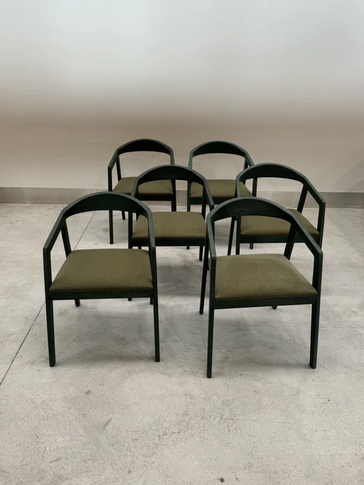 Set Of 6 Green Dining Chairs From Wood