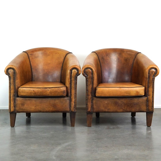 Image 1 of 2 X Sheep leather club chair