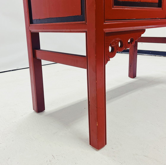 Image 1 of Chinese Cabinet In Red And Black