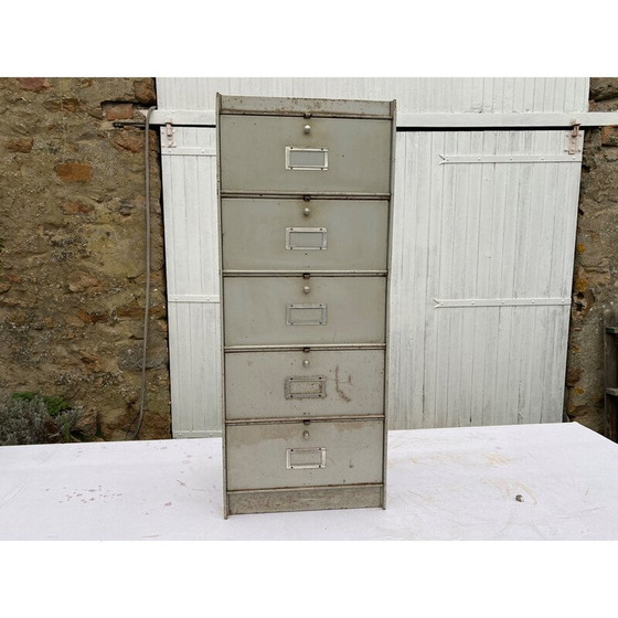 Image 1 of Pair of vintage aluminum furniture with 5 flaps for Ronéo, 1950
