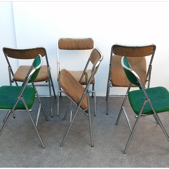 Image 1 of Set of 6 vintage Erce folding chairs in chrome metal, 1980
