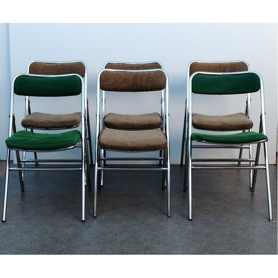 Image 1 of Set of 6 vintage Erce folding chairs in chrome metal, 1980