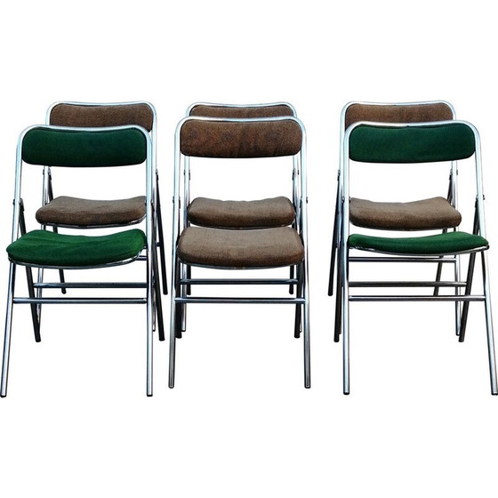 Image 1 of Set of 6 vintage Erce folding chairs in chrome metal, 1980