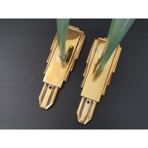 Image 1 of Coppia di lampade da parete vintage in bronzo, 1950