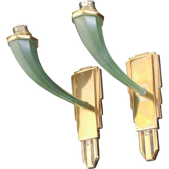 Image 1 of Coppia di lampade da parete vintage in bronzo, 1950