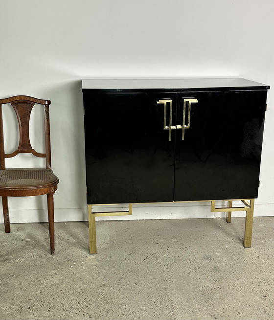 Image 1 of Guy Lefevre Black Lacquer Cabinet 1970