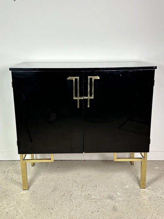 Image 1 of Guy Lefevre Black Lacquer Cabinet 1970