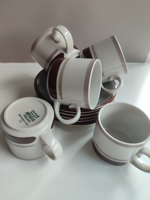 5 tasses et soucoupes Arabia Finland