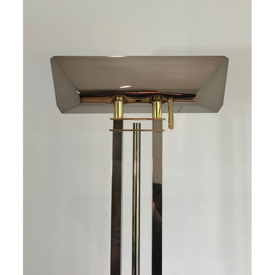 Image 1 of Vintage floor lamp with gunmetal and brass patina, 1970