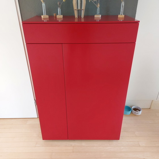 Image 1 of Karat shelf cabinet FM090 matte lacquer ruby floating