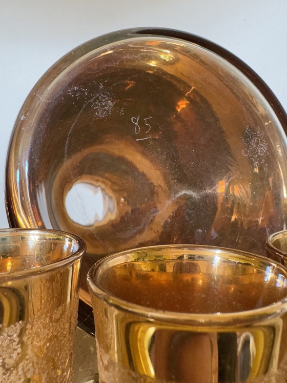 Image 1 of Service À Liqueur Carafe Et Verre Or Années 60