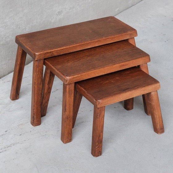 Image 1 of Tavolini rettangolari vintage in legno di quercia, Belgio anni '70