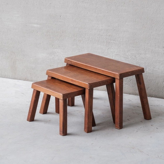 Image 1 of Tavolini rettangolari vintage in legno di quercia, Belgio anni '70