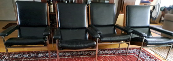 Image 1 of 2x Rob Parry Lotus Armchairs Rosewood And Leather 1960 S