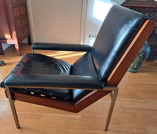 2x Rob Parry Lotus Armchairs Rosewood And Leather 1960 S