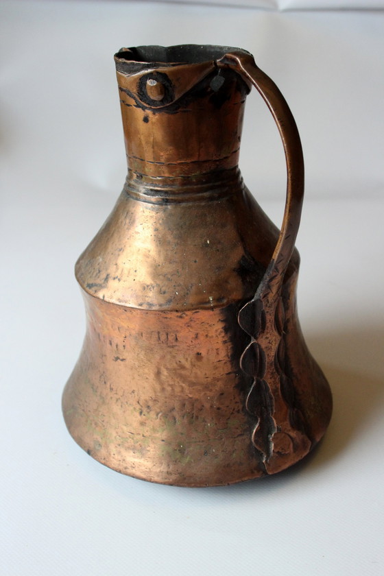 Image 1 of Set vintage da tre pezzi composto da brocca in rame, pentola in rame, boccale/boccale in rame: un'ottima decorazione per il 