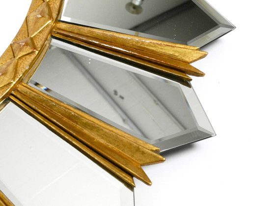 Image 1 of Large gilded Italian XXL Regency Sunburst Wall Mirror | diameter 93 cm 