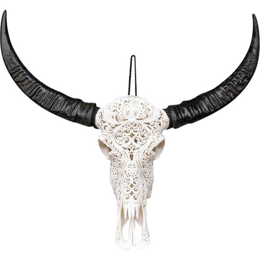 Hand-carved vintage buffalo skull