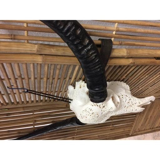 Hand-carved vintage buffalo skull