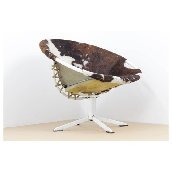 Image 1 of Vintage Cowhdie Leather Circle armchair by Lusch Erzeugnis - 1960s