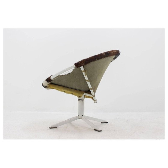Image 1 of Vintage Cowhdie Leather Circle armchair by Lusch Erzeugnis - 1960s