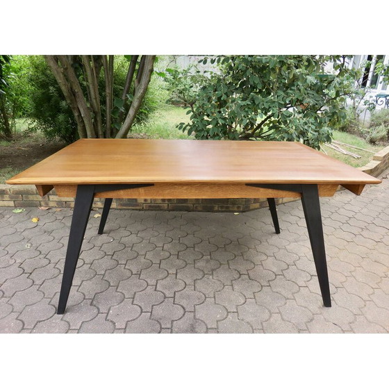 Image 1 of Tavolo vintage in legno di olmo con gambe a compasso, 1960