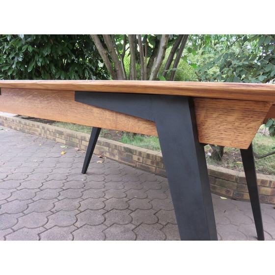 Image 1 of Tavolo vintage in legno di olmo con gambe a compasso, 1960