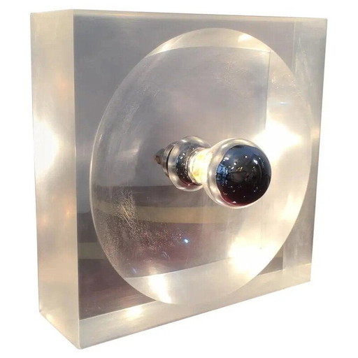 Vintage plexiglas table lamp by Michel Dumas
