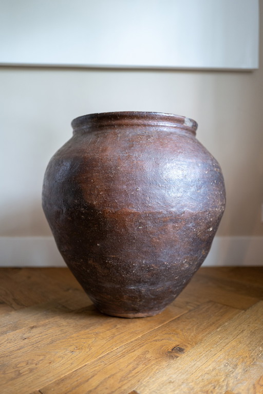 Japanese Earthen Vase From The Meiji Period (Kyoto)