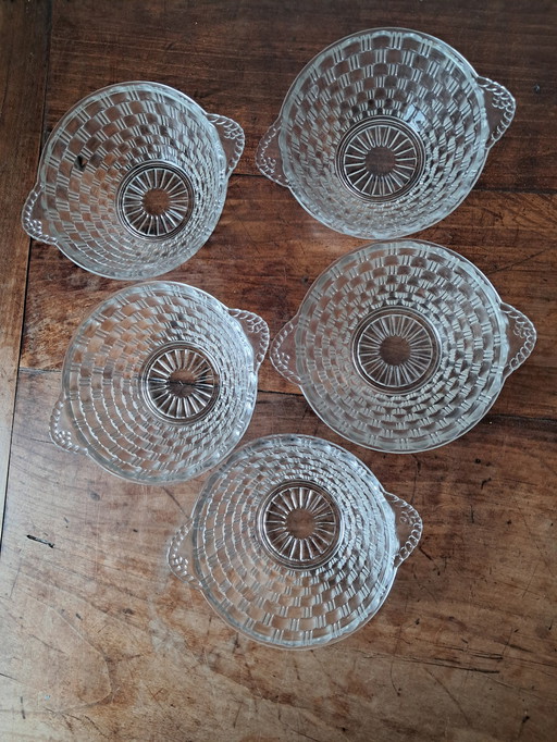 Faceted Glass Fruit Cups. 50's