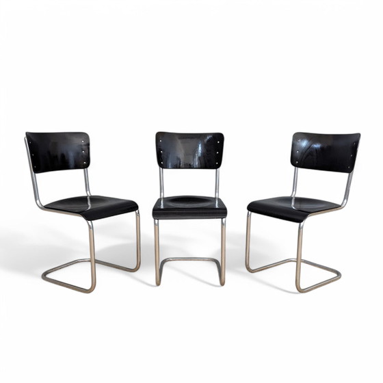 Image 1 of Set of 3 Early S 43 Cantilever Chairs by Mart Stam