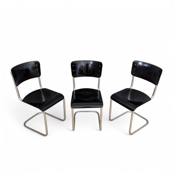 Image 1 of Set of 3 Early S 43 Cantilever Chairs by Mart Stam