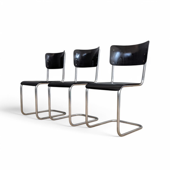 Image 1 of Set of 3 Early S 43 Cantilever Chairs by Mart Stam