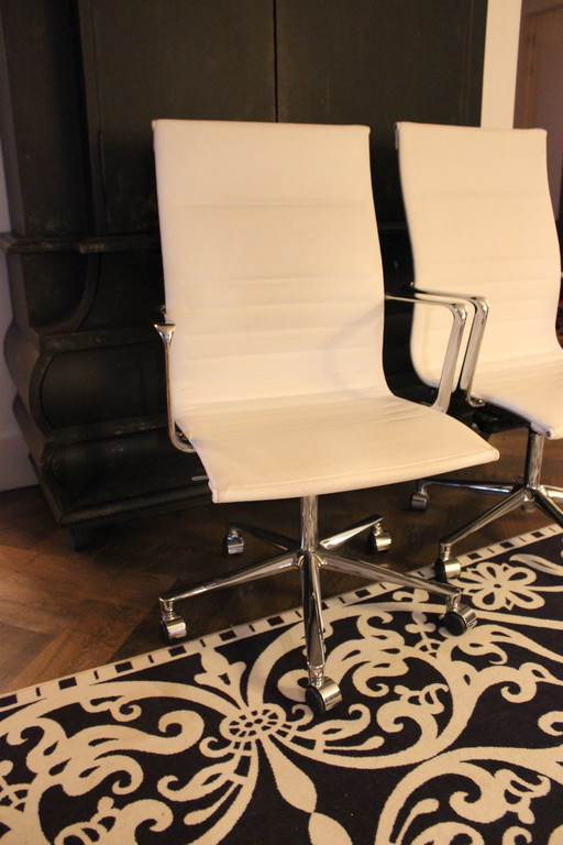 ICF - UNA Office Chairs 2x White/Leather - Chrome