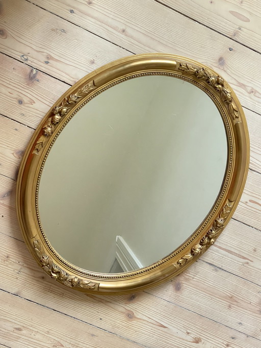 Mirror Oval Leaf Gold