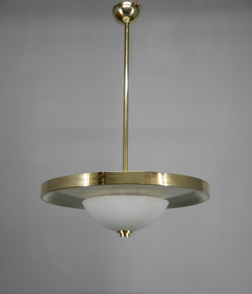 Bauhaus Brass Chandelier By Franta Anyz, 1930, Restored