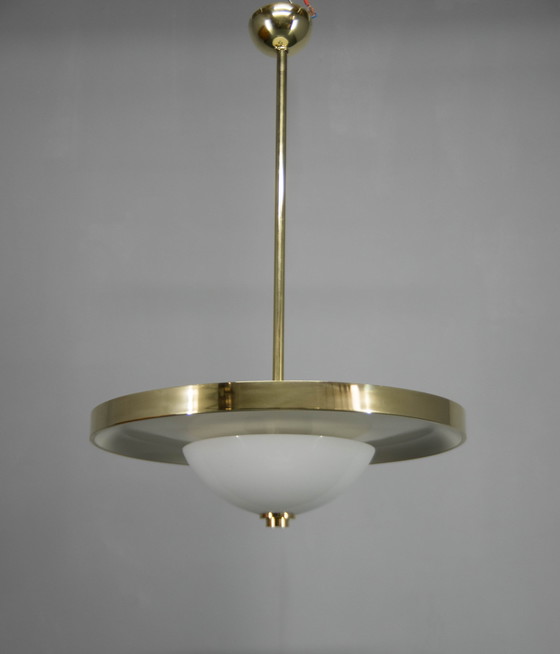 Image 1 of Bauhaus Brass Chandelier By Franta Anyz, 1930, Restored