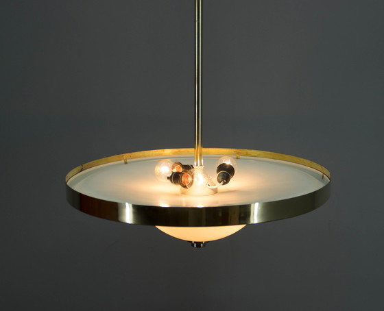 Image 1 of Bauhaus Brass Chandelier By Franta Anyz, 1930, Restored