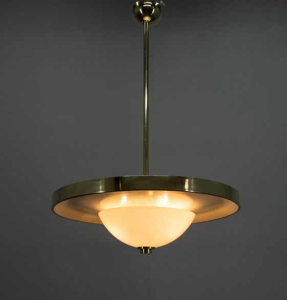 Image 1 of Bauhaus Brass Chandelier By Franta Anyz, 1930, Restored