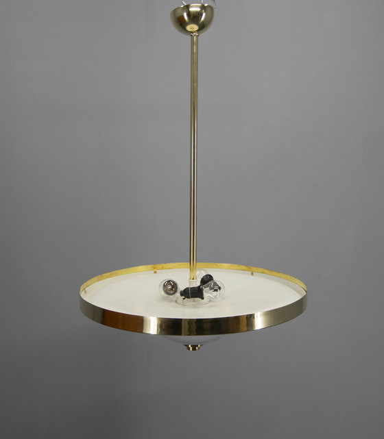 Image 1 of Bauhaus Brass Chandelier By Franta Anyz, 1930, Restored