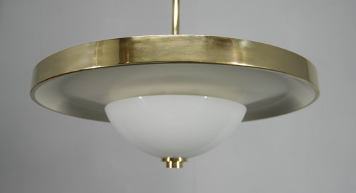 Bauhaus Brass Chandelier By Franta Anyz, 1930, Restored