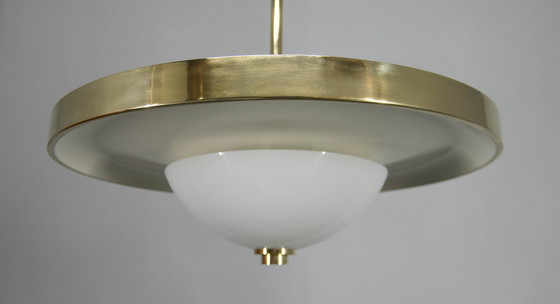 Image 1 of Bauhaus Brass Chandelier By Franta Anyz, 1930, Restored