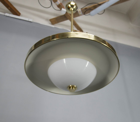 Image 1 of Bauhaus Brass Chandelier By Franta Anyz, 1930, Restored