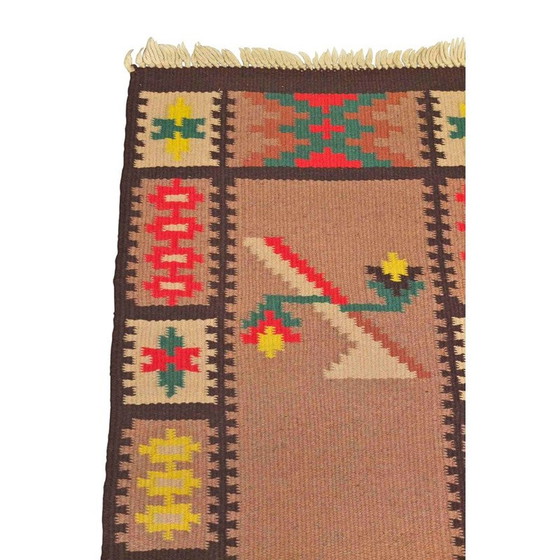 Image 1 of Vintage "Kilim" multicoloured woolen carpet  - 1960s