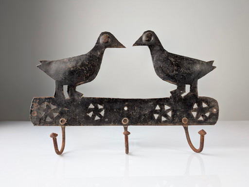 Wrought Iron Wall Coat Rack By Atelier Marolles, France 1950S