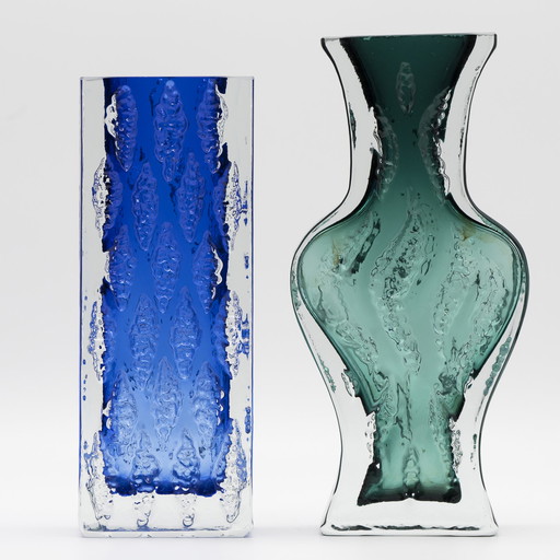 Vase en verre brutaliste Duo Kurt Wokan Ingrid Glas Eisglas Borckenglas Retro