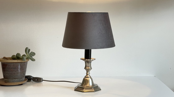 Image 1 of Lampada portacandele vintage in acciaio e velluto