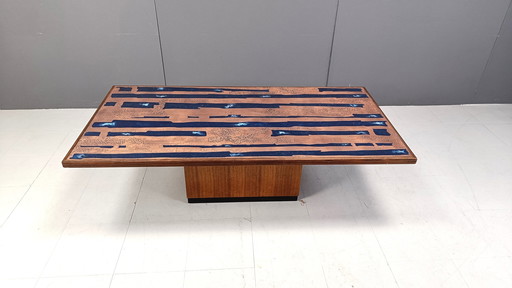 Table basse moderniste en cuivre par Heinz Lilienthal, 1970