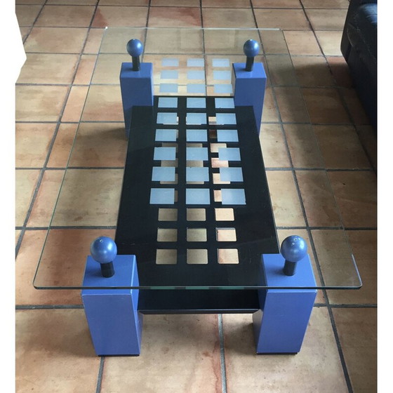 Image 1 of Tavolino da caffè vintage Memphis in legno e metallo, 1980